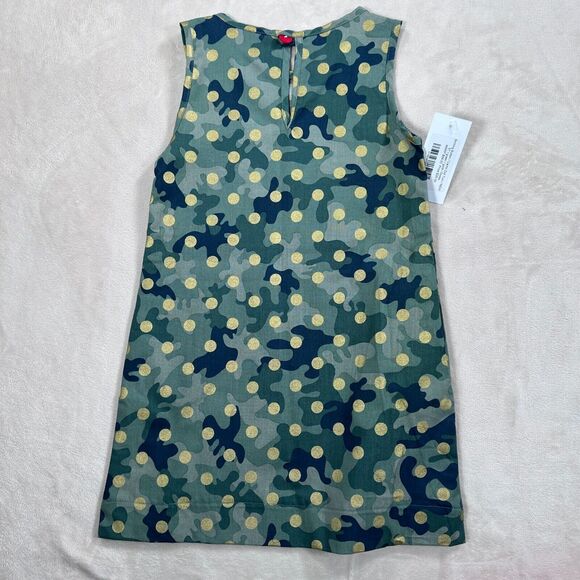 Smiling Button Tunic Dress Girls Size 5 Green Camo Gold Polka Dot New - Picture 5 of 8
